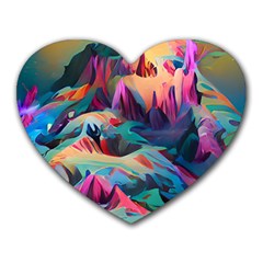 Colorful Mountains Heart Mousepads by Dazzleway