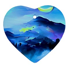 Moon Mountains Heart Ornament (two Sides) by Dazzleway