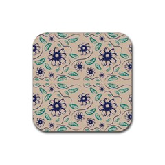 Folk Flowers Print Floral Pattern Ethnic Art Rubber Coaster (square) by Eskimos