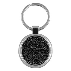 Pixel Grid Dark Black And White Pattern Key Chain (round) by dflcprintsclothing