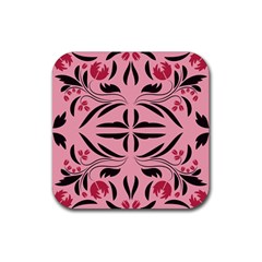 Floral Folk Damask Pattern  Rubber Coaster (square) by Eskimos