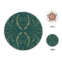 Floral Folk Damask Pattern Fantasy Flowers  Playing Cards Single Design (round)