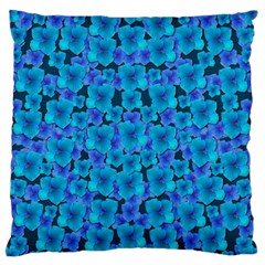 Blue In Bloom On Fauna A Joy For The Soul Decorative Large Flano Cushion Case (two Sides) by pepitasart