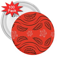 Folk Flowers Print Floral Pattern Ethnic Art 3  Buttons (100 Pack)  by Eskimos