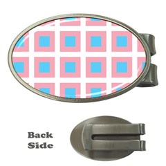 Trans Flag Squared Plaid Money Clips (oval)  by WetdryvacsLair