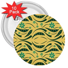 Folk Flowers Print Floral Pattern Ethnic Art 3  Buttons (10 Pack)  by Eskimos