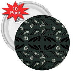 Folk Flowers Print Floral Pattern Ethnic Art 3  Buttons (10 Pack)  by Eskimos