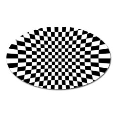 Illusion Checkerboard Black And White Pattern Oval Magnet
