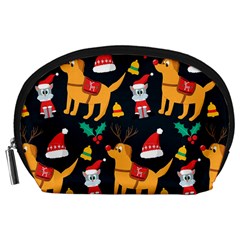 Funny Christmas Pattern Background Accessory Pouch (large) by Jancukart