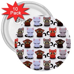 Seamless Pattern With Cute Little Kittens Various Color 3  Buttons (10 Pack) 