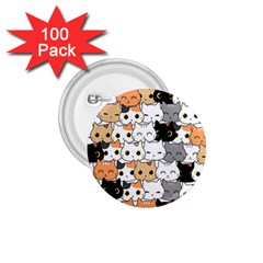 Cute-cat-kitten-cartoon-doodle-seamless-pattern 1 75  Buttons (100 Pack)  by Jancukart