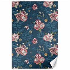 Vintage Flowers Pattern Canvas 12  X 18 