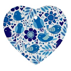 Pattern-with-birds Heart Ornament (two Sides) by Jancukart