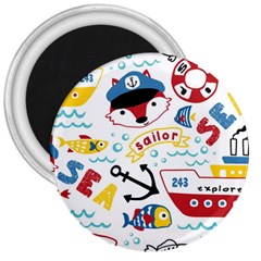 Seamless-pattern-vector-sailing-equipments-cartoon 3  Magnets by Jancukart