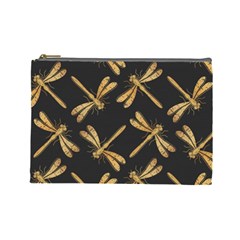 Golden-dragonfly-seamless-pattern-textile-design-wallpaper-wrapping-paper-scrapbooking Cosmetic Bag (large)