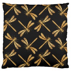 Golden-dragonfly-seamless-pattern-textile-design-wallpaper-wrapping-paper-scrapbooking Standard Flano Cushion Case (one Side) by Jancukart