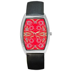 Folk Flowers Print Floral Pattern Ethnic Art Barrel Style Metal Watch by Eskimos