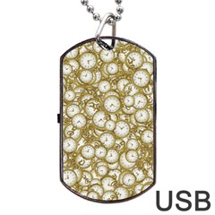 Vintage Clock Motif Pattern Dog Tag Usb Flash (two Sides) by dflcprintsclothing