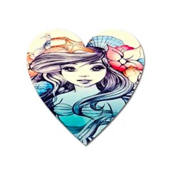 Beautifull Ariel Little Mermaid  Painting Heart Magnet by artworkshop