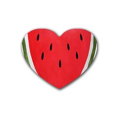 Watermelon Pillow Fluffy Rubber Heart Coaster (4 Pack) by artworkshop