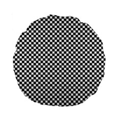 Black And White Checkerboard Background Board Checker Standard 15  Premium Flano Round Cushions by Amaryn4rt