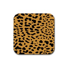 Animal Print - Leopard Jaguar Dots Rubber Coaster (square) by ConteMonfrey