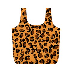 Orange Leopard Jaguar Dots Full Print Recycle Bag (m) by ConteMonfrey