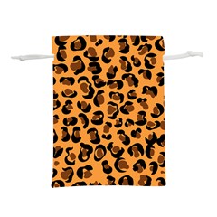 Orange Leopard Jaguar Dots Lightweight Drawstring Pouch (l) by ConteMonfrey