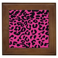 Leopard Print Jaguar Dots Pink Neon Framed Tile by ConteMonfrey