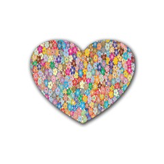 Floral Flowers Rubber Coaster (heart)