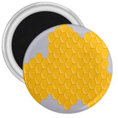 Hexagons Yellow Honeycomb Hive Bee Hive Pattern 3  Magnets by artworkshop