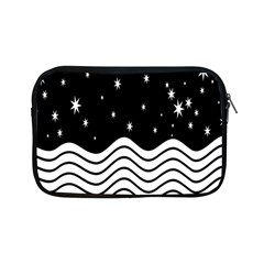 Black And White Waves And Stars Abstract Backdrop Clipart Apple Ipad Mini Zipper Cases by Amaryn4rt