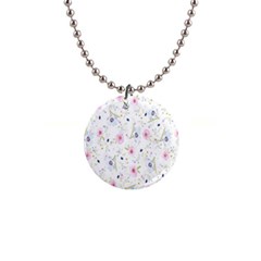 Pattern Flowers 1  Button Necklace by artworkshop