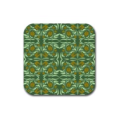 Folk Flowers Print Floral Pattern Ethnic Art Rubber Coaster (square) by Eskimos