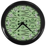 Folk flowers print Floral pattern Ethnic art Wall Clock (Black)