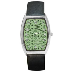 Folk Flowers Print Floral Pattern Ethnic Art Barrel Style Metal Watch by Eskimos