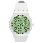 Folk flowers print Floral pattern Ethnic art Round Plastic Sport Watch (M)