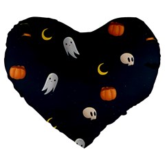 Halloween Large 19  Premium Heart Shape Cushions by nate14shop