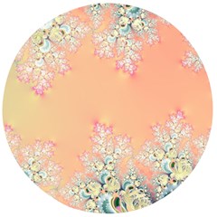 Peach Spring Frost On Flowers Fractal Wooden Bottle Opener (round) by Artist4God