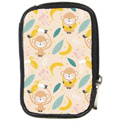 Cute-monkey-banana-seamless-pattern-background Compact Camera Leather Case by Jancukart