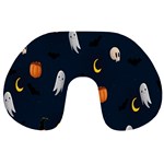 Halloween Ghost Pumpkin Bat Skull Travel Neck Pillow Back