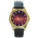 Milky-way-galaksi Round Gold Metal Watch Front