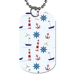 Lighthouse Sail Boat Seagull Dog Tag (two Sides) by artworkshop