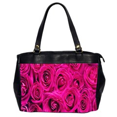 Pink Flowers Roses Oversize Office Handbag (2 Sides) by artworkshop