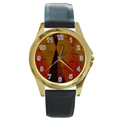 Abstract 004 Round Gold Metal Watch by nate14shop