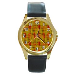 Abstract 005 Round Gold Metal Watch by nate14shop
