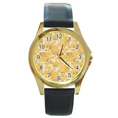 Background Abstract Round Gold Metal Watch by nate14shop