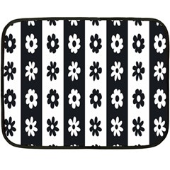 Black-and-white-flower-pattern-by-zebra-stripes-seamless-floral-for-printing-wall-textile-free-vecto Double Sided Fleece Blanket (mini)  by nate14shop
