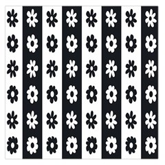 Black-and-white-flower-pattern-by-zebra-stripes-seamless-floral-for-printing-wall-textile-free-vecto Square Satin Scarf (36  X 36 ) by nate14shop