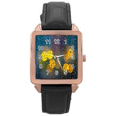 Bokeh Rose Gold Leather Watch  by nate14shop